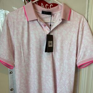 G/FORE Light Pink Polo with Neon Pink Trim